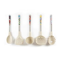 Juego de Utensilios de Cocina Excelsa de 5 Piezas, Multicolor, con Mango de Acero Inoxidable y Nylon, Resistentes al Calor y Libres de BPA