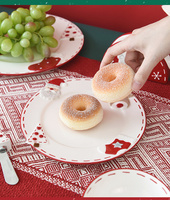 Service de table en céramique gaufrée style artisanal de Noël, motif Père Noël et rennes brodés, comprenant tasse, théière, beurrier et plat de service, vente en gros
