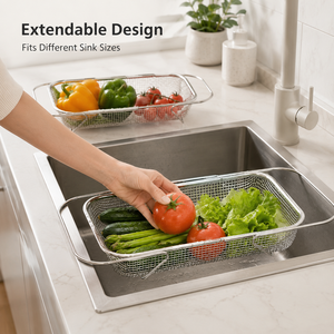 Vegetable Washing <b>Basket</b> Stainless Steel Colander Kitchen Sink Drain <b>Storage</b> Rack Modern Simple Multipurpose Home Kitchen Tool - Product Image 4