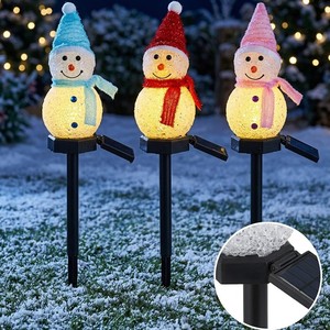 Luces Solares para Jardín con Decoración de Muñeco de Nieve, Luces LED Solares Portátiles a Prueba de Agua para Exteriores, Luces de Jardín Navideñas - Product Image 2