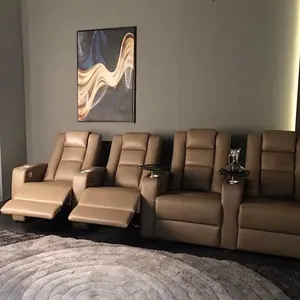 Moderne Heimkino-Sitz gelegenheiten elektrische Liege sofa Kuhle der Filmraum Sitze Kinos tuhl mit LED-Lichtern und Tablett