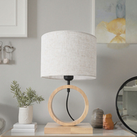 Lampe de table moderne en bois de pin Abat-jour en métal avec alimentation AC/DC à commande tactile Emballage personnalisé pour hall d'entrée de salon d'hôtel-Intérieur E26