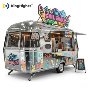 Remorque de camion de cuisine mobile rétro personnalisée pour la vente de crème glacée, entièrement équipée en acier inoxydable, pour desserts de rue - Product Image 2