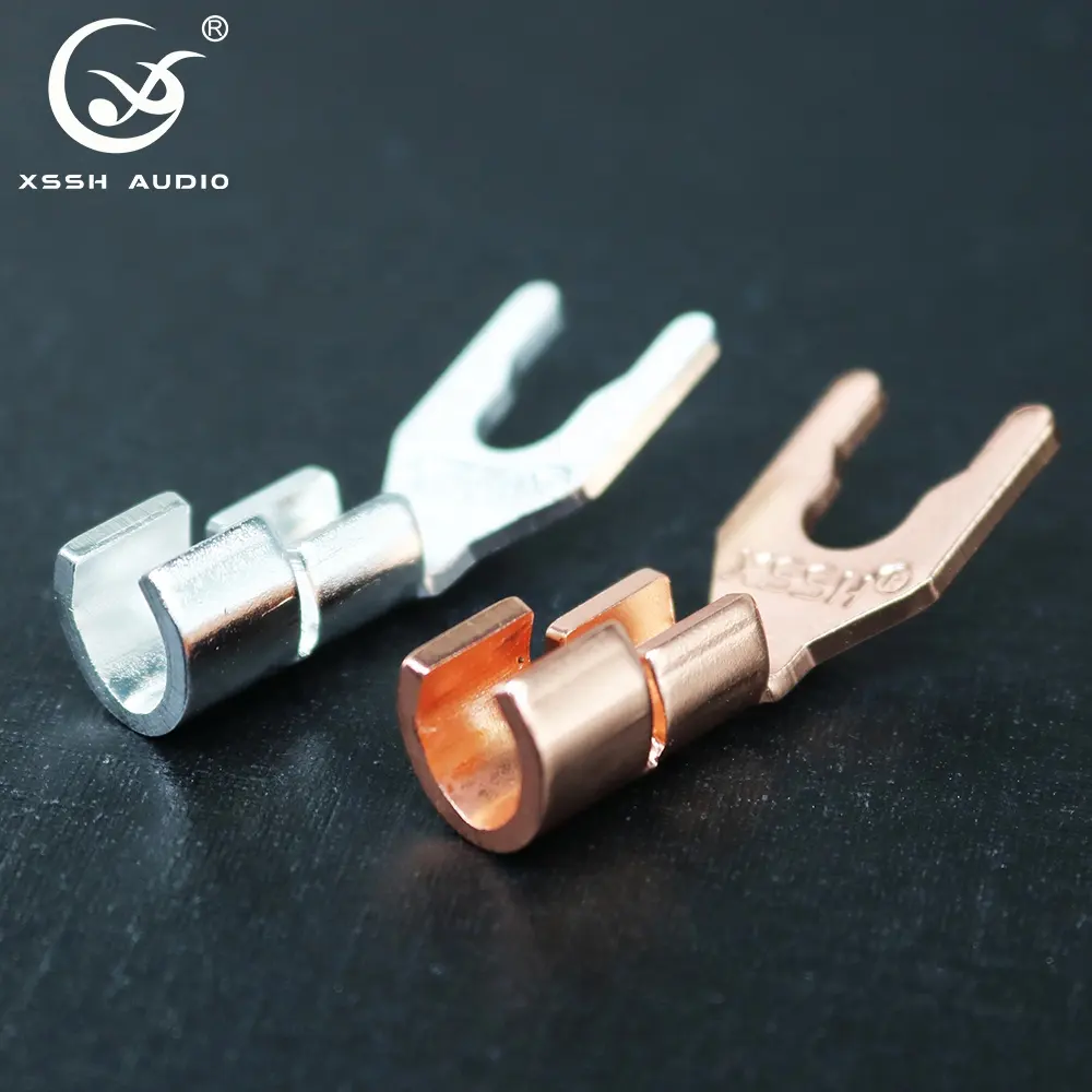 U Fork Spade YIVO XSSH Audio HIFI Amplifier Home Theater Car 5.5mm Welding Brass Rhodium Male Y Type Banana Connector Plug