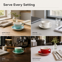 Ensemble de tasses et soucoupes à cappuccino en céramique de qualité commerciale Kingze 150 ml pour les chaînes de cafés