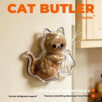 Boîte à souvenirs pour poils d'animaux, joli conteneur de rangement créatif en forme de chat pour poils et moustaches de chaton, aimant de réfrigérateur transparent MGJ829