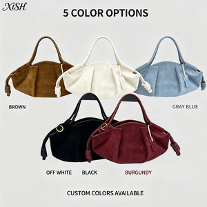 Sac à main en daim véritable XISHANG personnalisé OEM, design vintage avec nœud, sac à bandoulière pour femmes, usage quotidien - Product Image 5