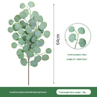Rangkaian Daun Eucalyptus Plastik Buatan 4 Daun, Gaya Nordic, Ramah Lingkungan, untuk Dekorasi Rumah, Dalam & Luar Ruangan, Pernikahan