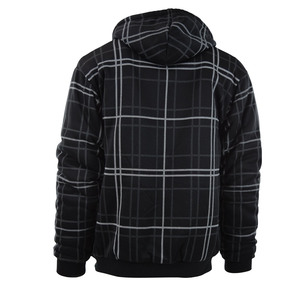 Veste <span class=keywords><strong>à</strong></span> <span class=keywords><strong>capuche</strong></span> zippée pour homme en tricot gaufré, doublure <span class=keywords><strong>sherpa</strong></span> <span class=keywords><strong>à</strong></span> carreaux, coupe oversize ample, style streetwear décontracté, logo personnalisé, vente en gros - Product Image 3
