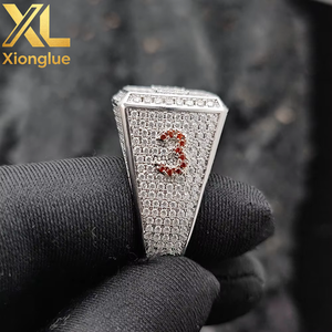 Hot Selling Man's Hip Hop Moissanite Diamond <b>Ring</b> DJ Letter Pave Setting White Gold Round Brilliant Cut Party Wear Classic <b>Ring</b> - Product Image 2