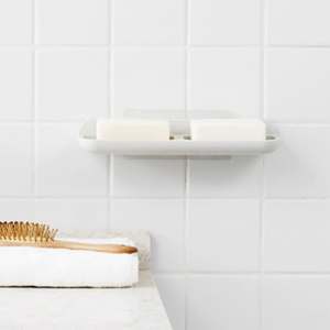 Estante Multifuncional de Doble Rejilla sin Perforaciones para Jabón y Toallas de Barra Individual para Baño - Product Image 1