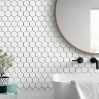 Carrelage mosaïque hexagonal en céramique blanche, matériel de salle de bains, carreaux décoratifs, blanc mat, offre spéciale