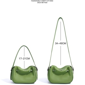 Sacs à main en cuir véritable de luxe, sacs d'été <span class=keywords><strong>tendance</strong></span> en cuir de vache, sacs à bandoulière <span class=keywords><strong>vert</strong></span> beige noir à la mode pour femmes - Product Image 5