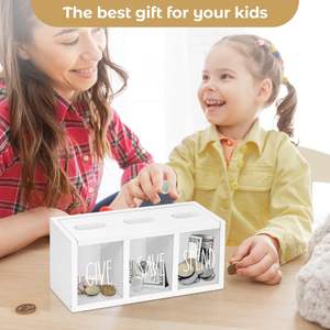 Give Save Spend Money Saving Box <span class=keywords><strong>para</strong></span> niños, <span class=keywords><strong>hucha</strong></span> <span class=keywords><strong>para</strong></span> niños de encimera <span class=keywords><strong>para</strong></span> efectivo diario, bancos <span class=keywords><strong>para</strong></span> niños de montaje en pared <span class=keywords><strong>para</strong></span> <span class=keywords><strong>billetes</strong></span> y monedas - Product Image 4