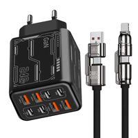 Chargeur USB Type C 8 ports 240W avec prise EU US UK, charge rapide USB-C PD, adaptateur de voyage pour téléphone portable Type-C
