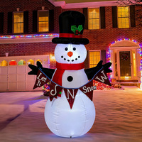 Guirlande lumineuse LED de Noël gonflable en forme de renne, bonhomme en pain d'épices et bonhomme de neige, décorations extérieures pour jardin et maison, réutilisable en polyester