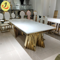 JC-SST02 Precio al por Mayor, Mesa de Comedor Rectangular de Estilo Moderno para Bodas y Hoteles, Muebles de Exterior de Acero Inoxidable, MDF y Mármol