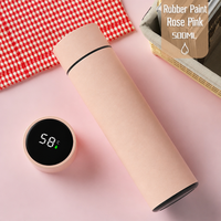 Bouteille d'eau intelligente en acier inoxydable 316, motif dessin animé, 500 ml, avec affichage LED tactile de la température, tasse isotherme avec couvercle, cadeau pour l'extérieur