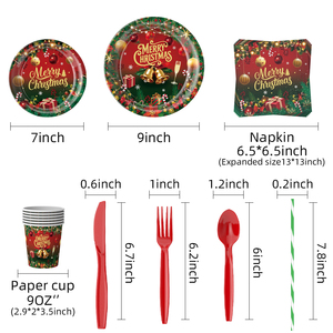 Ensemble de vaisselle de Noël élégant en gros : Assiettes, gobelets et <span class=keywords><strong>serviettes</strong></span> en <span class=keywords><strong>papier</strong></span> jetables pour fêtes de fin d'année et buffets - Product Image 3