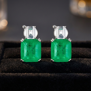 Pendientes de Aro Art Deco Clásicos de Lujo para Mujer, Plata de Ley 925, Baño de Oro y Rodio, Incrustaciones de Circonita Verde Sintética - Product Image 2