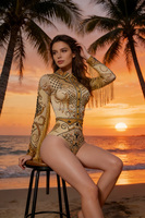 Combinaison à franges à manches longues avec diamants brillants Biju, décolleté plongeant, danse latine, défilé de mode, boîte de nuit, bar, costume de scène