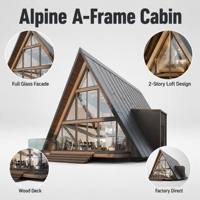 Casa Prefabbricata a Forma di A, Cabina Triangolare in Legno con Finestre Panoramiche, per Resort, Montagna, Lago, Glamping