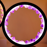 Amethyst-Kristallring-Lampe LED-Beleuchtete Runde Stein-Dekorative Tischlampe für Zuhause Schlafzimmer Geschenk