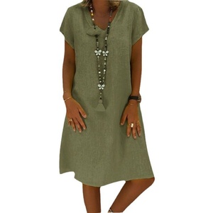 Vestido Casual de Verano Personalizado de Alta Calidad, Holgado, Moderno, Ligero y de Lujo, con Botones, Manga Corta, Falda Larga, Cintura Natural - Product Image 5
