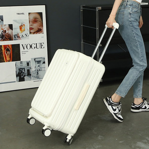 Travel Suitcase 20 Inch Front Opening With Cup Holder Silent Wheels Unisex Solid Color Summer 2024 - Product Image 4