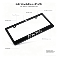 BOLONG Prêt à expédier – Cadre de plaque d'immatriculation en plastique ABS personnalisé pour voiture, norme américaine, avec logo imprimé, noir, support de plaque de taille américaine