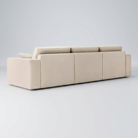 Canapé modulaire 3 pièces en bois avec coussins ultra-épais en mousse haute densité, assemblage par emboîtement, pour appartement moderne, salon domestique
