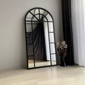 Miroir mural moderne à cadre en métal noir, style vitrail cintrée, pour la <span class=keywords><strong>d</strong></span>écoration intérieure et les projets hôteliers - Product Image 4