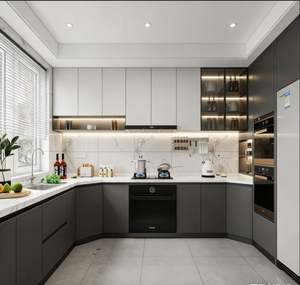 Solid Wood Kitchen Cabinets Custom Luxury Full Set Modular Modern Design Kitchen <b>Cupboard</b> Ready to Assemble - Product Image 1