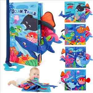 Libros de Tela para Bebés con Texturas para Tocar y Sentir, Libros de Aprendizaje Educativos, Libros Sensoriales Suaves - Product Image 1