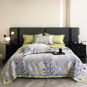 New Hot Bán Cho Mùa Hè <span class=keywords><strong>Comforter</strong></span> <span class=keywords><strong>Set</strong></span> Nữ Hoàng <span class=keywords><strong>Satin</strong></span> Jacquard Rửa Sạch Lụa Quilt <span class=keywords><strong>Set</strong></span> Tencel Bộ Đồ Giường Tấm Đặt B2Binchina - Product Image 5
