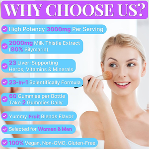Rosebest Custom 2000mg Ekstrak Herbal Milk Thistle 23 in 1 Formula Detoks Pembersih dan Detoksifikasi Hati Suplemen Gummy Pendukung Kesehatan - Product Image 4