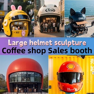 Escultura Personalizada Grande Temática de FRP para Cafetería, Quiosco Exterior Grande Personalizado, Carrito de Fibra de Vidrio, Quiosco de Café con Diseño de Casco - Product Image 6