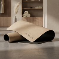 Tapis de yoga en caoutchouc PU antidérapant de 5 mm d'épaisseur, logo personnalisé, tapis de yoga en cuir PU noir pour studio de Pilates