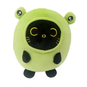 Wholesale Kawaii Stuffed Animal Dolls Soft Cat Frog Plush Plushie Soft Toys Gifts Green And Black