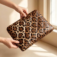Housse pour ordinateur portable en cuir imprimé léopard Yihe, étui rembourré pour MacBook, housse souple pour ordinateur portable, pochette minimaliste pour ordinateur