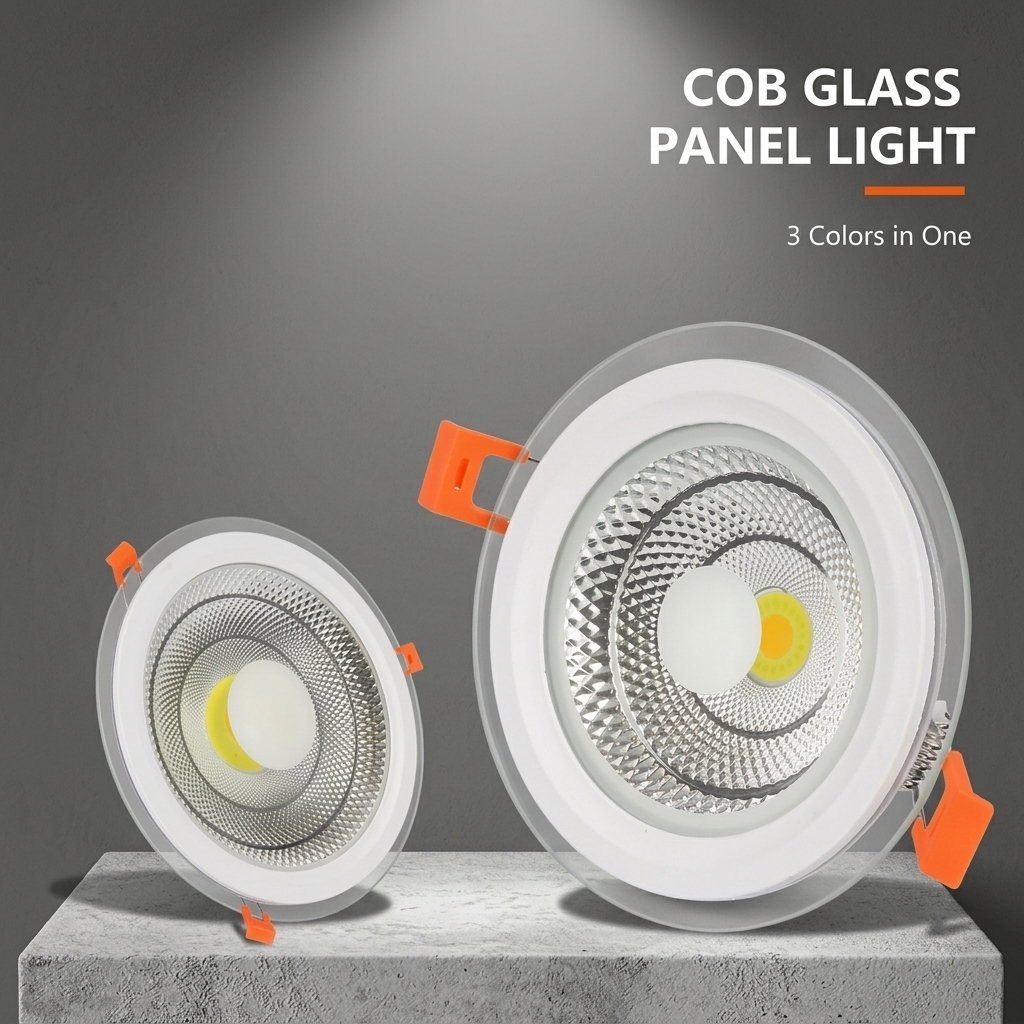 Modern LED Glass Panel Lamp with White Blue Square Ceiling Spotlight Aluminum Body IP44 for Indoor Office Use