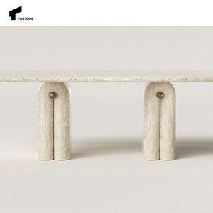 Tostone thanh lịch tự nhiên travertine hình bầu dục màu be trắng bên bảng cho phòng ngủ thời trang căn hộ trang trí nội thất - Product Image 1