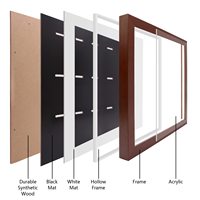 16x16 pouces Marathon Triathlon Football Gymnastique Sport 3D En Bois Pin Médaille Vitrine Shadow Box Frame Runner Photo Frame