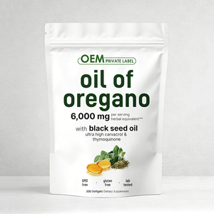 OEM 6000mg Huile d'origan en gélules 2 en 1 Huile d'origan et Huile de Nigelle 300 capsules Supplément Force Carvacrol Thymoquinone - Product Image 1