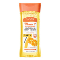 Huile corporelle hydratante éclaircissante SADOER à la vitamine C, à la nicotinamide, au collagène et aux céramides 200 ml, améliore la peau terne et la illumine