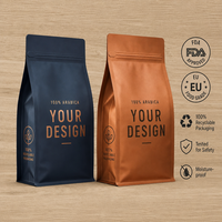 Sachet de café écologique recyclable avec logo personnalisé, fermeture éclair, finition mate, 250g 500g