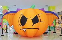 Calabaza Gigante Inflable Personalizada con Sombrero, Mascota con Luz LED, Decoración para Halloween, Adornos de Halloween para Exteriores