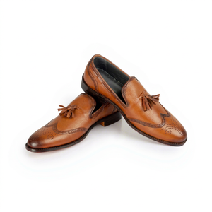 Men's 100% Genuine Hand-Made Leather Casual Shoes High Quality with Flat Feature Customizable Logo Loafers - Product Image 1