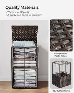 Недорогие декоративные корзины для Рождества, для хранения на кухне, для обуви, плетеные из джута, 2-ярусные, для сортировки белья, из искусственного ротанга - Product Image 6