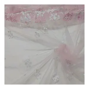 French Christmas print glitter tulle mesh fabric wedding